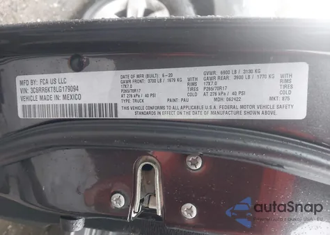 2020 Ram 1500 Classic Tradesman 4X2 5'7 Box from USA, damaged, VIN 3C6RR6KT8LG179094